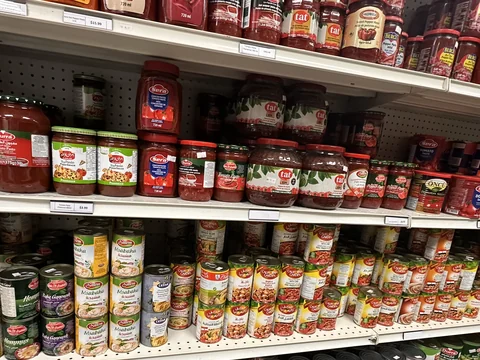 Pantry foods on the market shelves